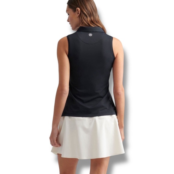 Peter Millar Womens Sleeveless Golf Polo Shirt Black LEDEK08S Size L NWT - Picture 3 of 16
